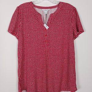 Liz Claiborne Women's Size S Short Sleeve Pullover Top Red NWT